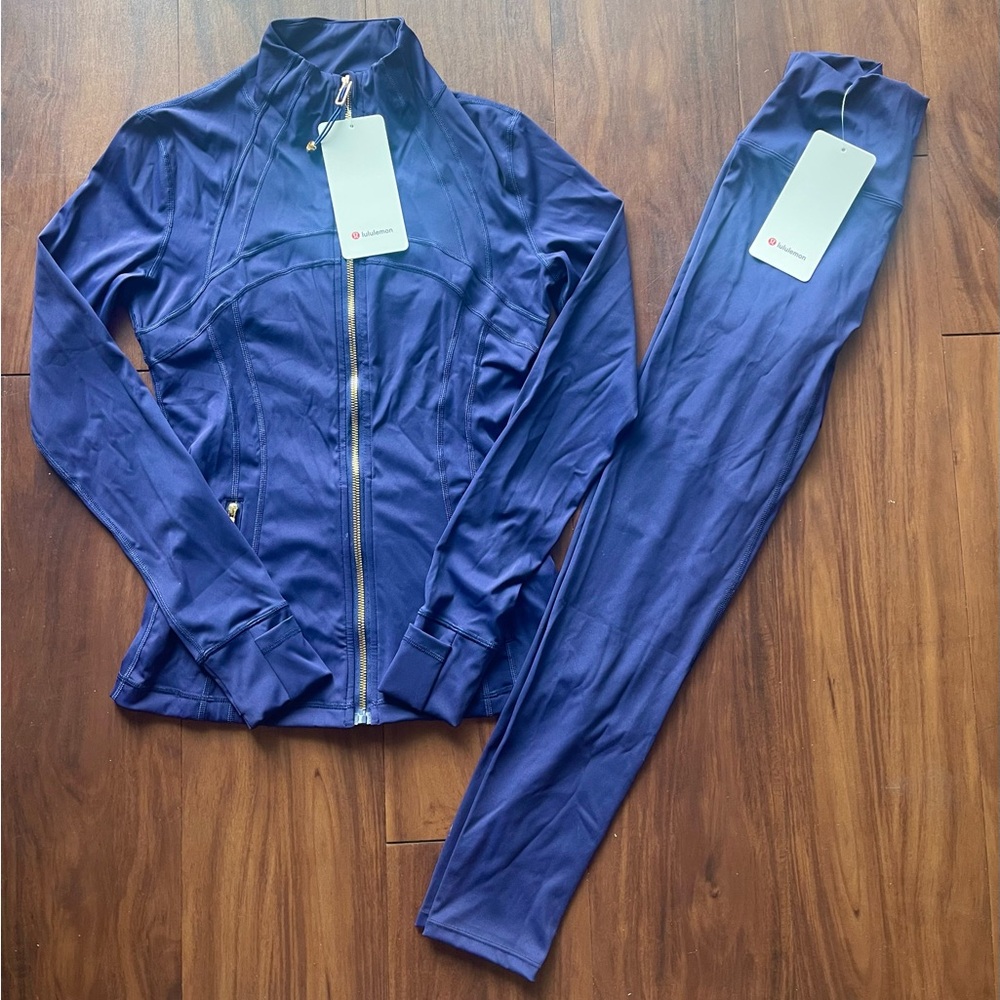 Lululemon Navy Blue Align Leggings & Define Jacket Matching Set Size 6 - NWT